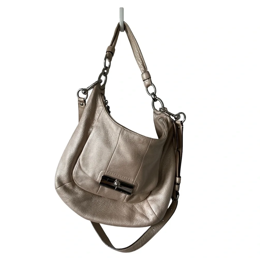 Coach KRISTIN Hobo Metallic Leather Bag/Purse Gold / Tan